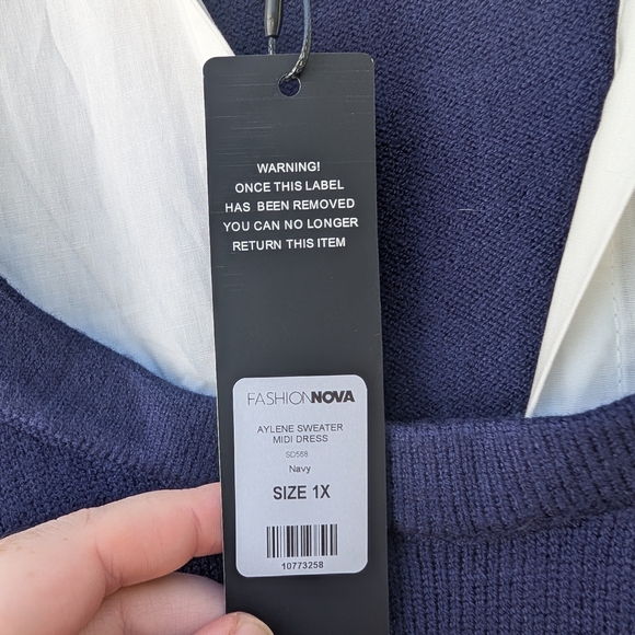 Fashion Nova Aylene Sweater Midi Dress - Navy Size 1X (New) - Picture 5 of 14